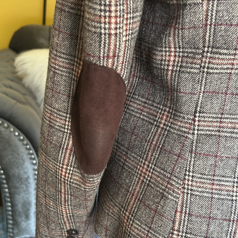 L.O.G.G. by H&M Wool blend plaid academia brown rust silky lining pockets - Picture 5 of 8